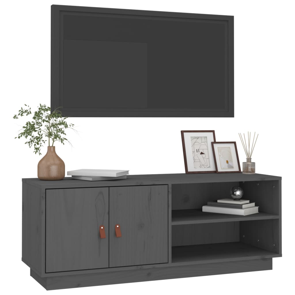 Meuble TV Gris 105x34x40 cm Bois de pin massif