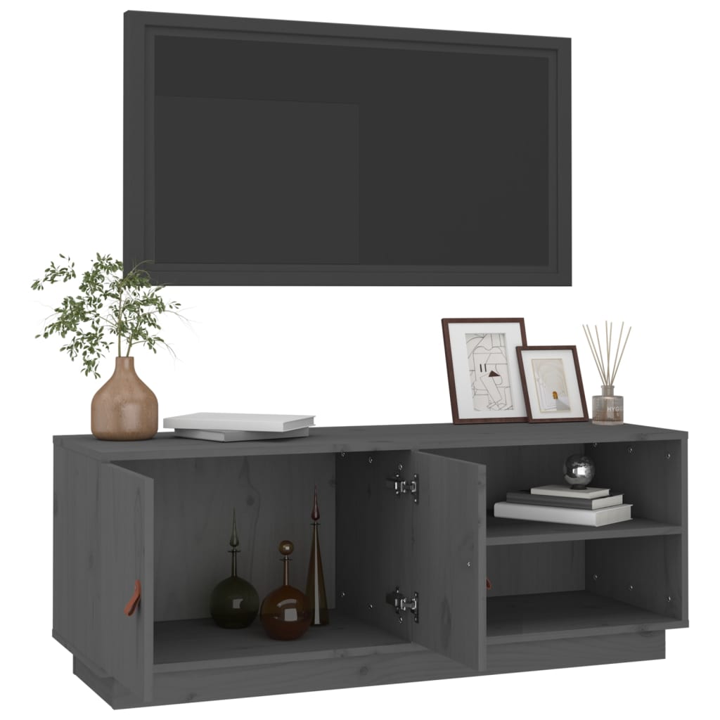 Meuble TV Gris 105x34x40 cm Bois de pin massif