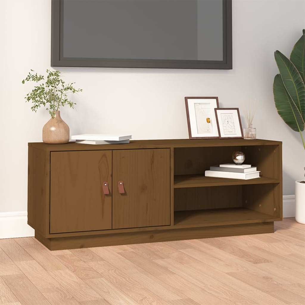 Honey Brown TV Cabinet 105x34x40 cm Solid Pine Wood