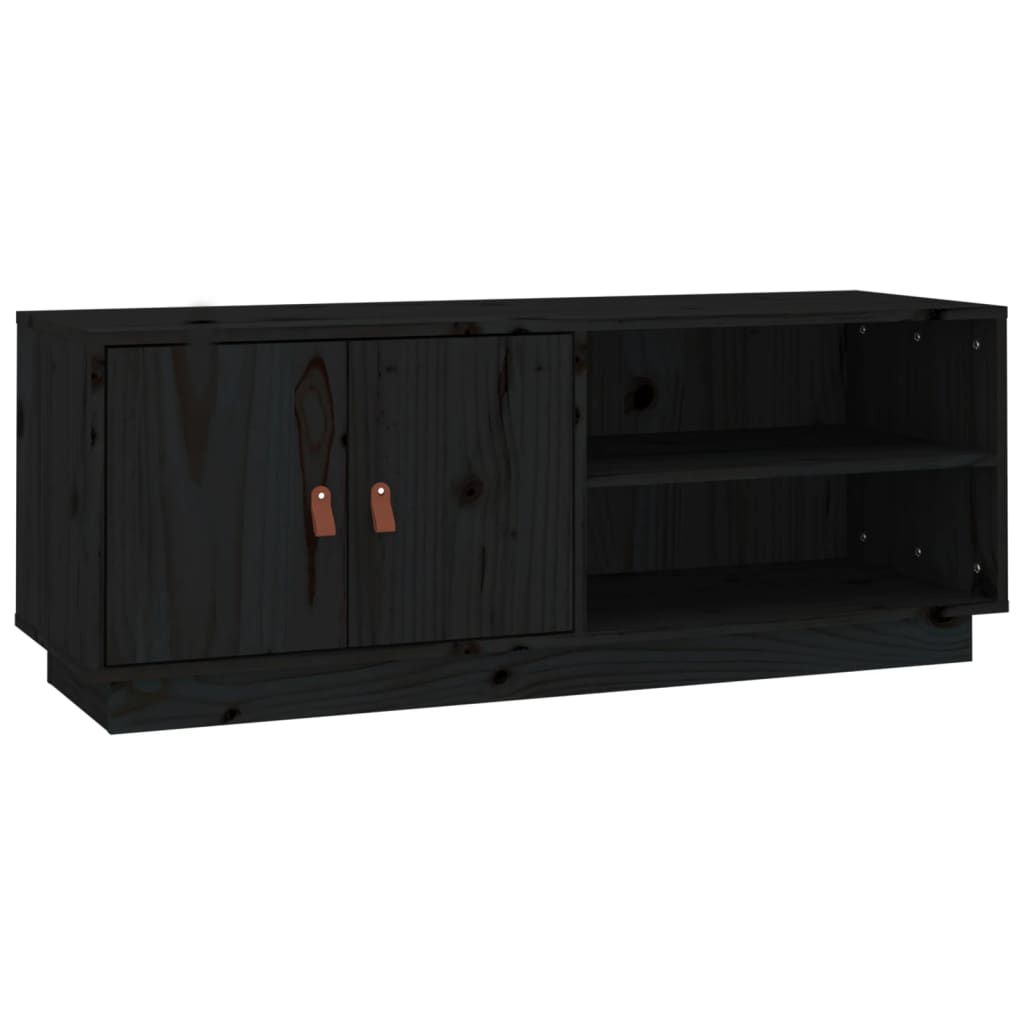 Meuble TV Noir 105x34x40 cm Bois de pin massif