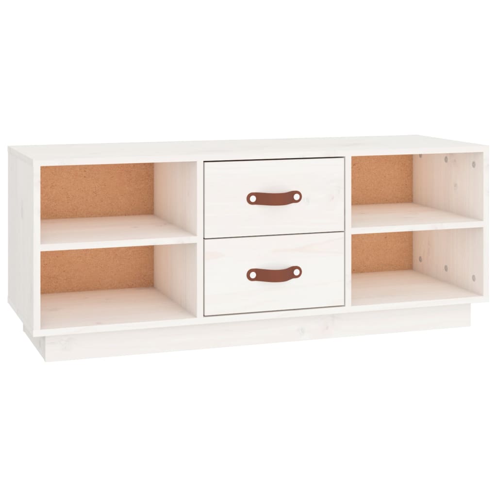 Meuble TV Blanc 100x34x40 cm Bois de pin massif