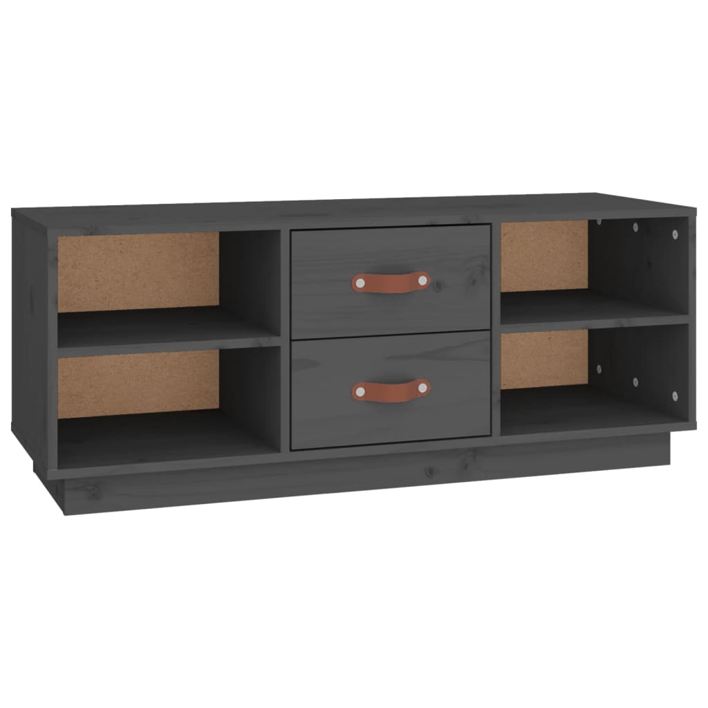 Grey TV cabinet 100x34x40 cm Solid pine wood