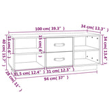 Meuble TV Gris 100x34x40 cm Bois de pin massif