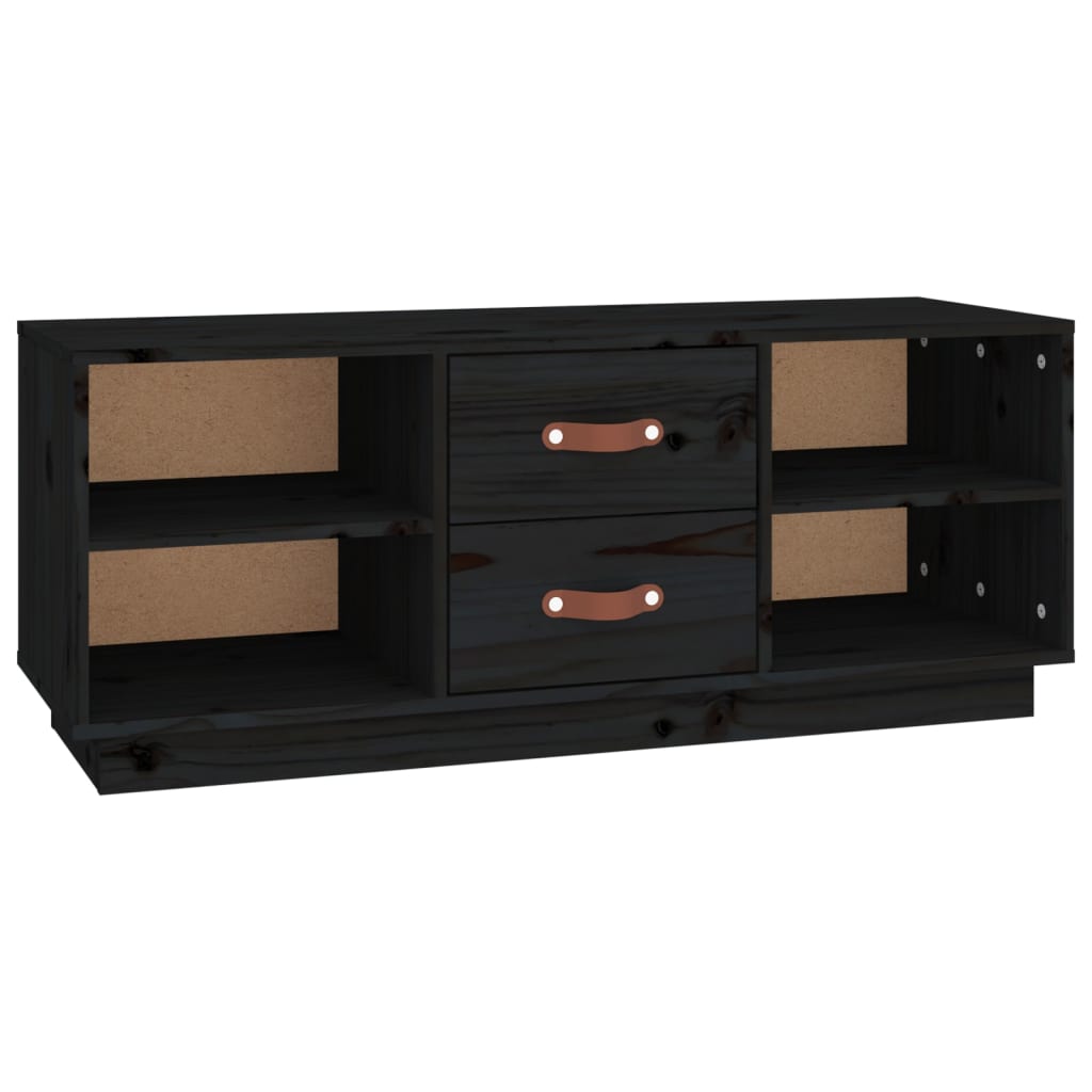 Black TV cabinet 100x34x40 cm Solid pine wood