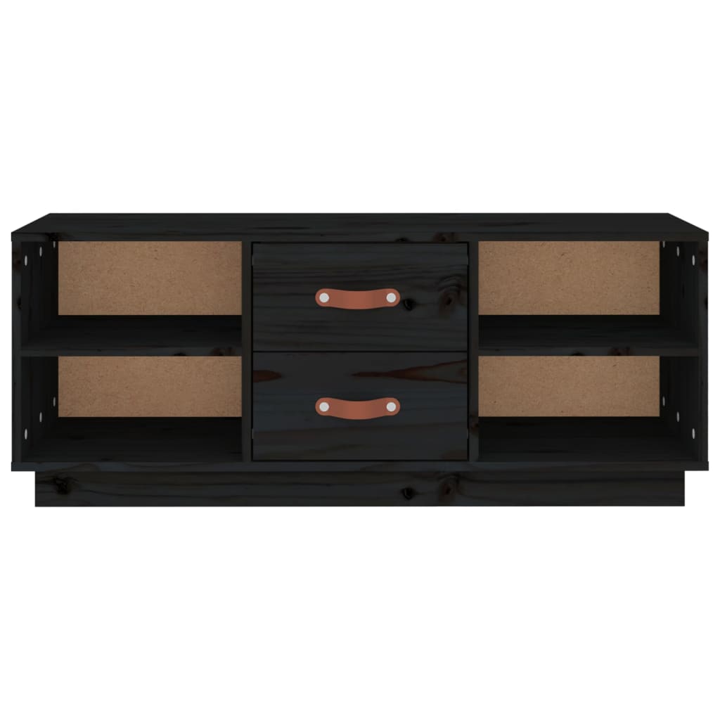 Black TV cabinet 100x34x40 cm Solid pine wood