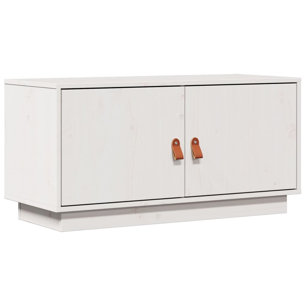 Meuble TV Blanc 80x34x40 cm Bois de pin massif