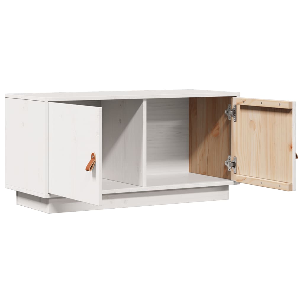 Meuble TV Blanc 80x34x40 cm Bois de pin massif