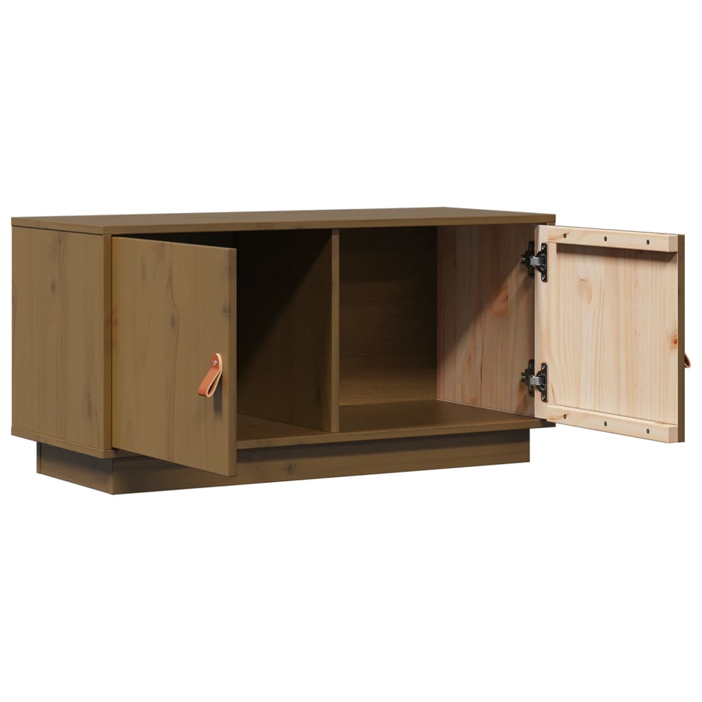 Meuble TV Marron miel 80x34x40 cm Bois de pin massif