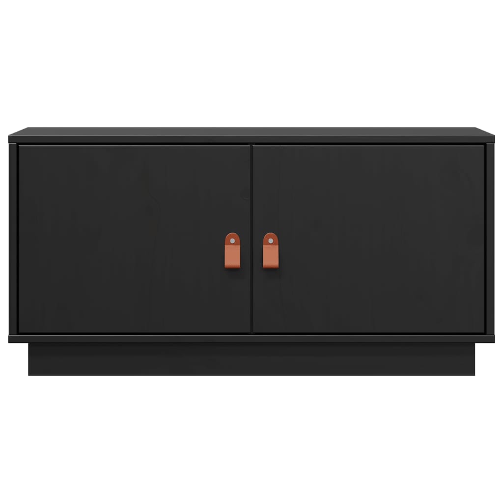 Meuble TV Noir 80x34x40 cm Bois de pin massif