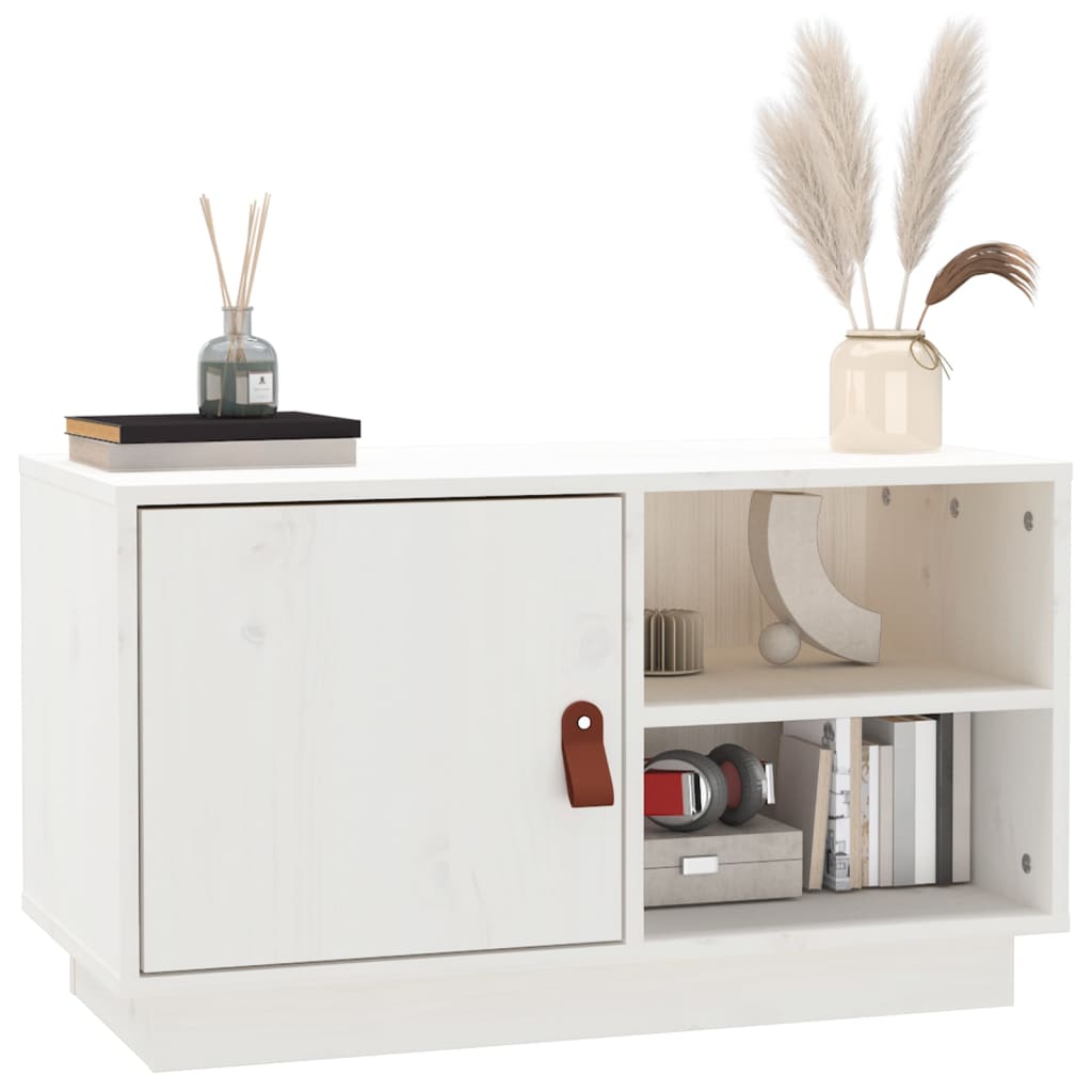 Meuble TV Blanc 70x34x40 cm Bois de pin massif