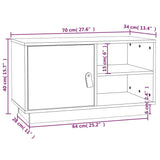 Meuble TV Blanc 70x34x40 cm Bois de pin massif