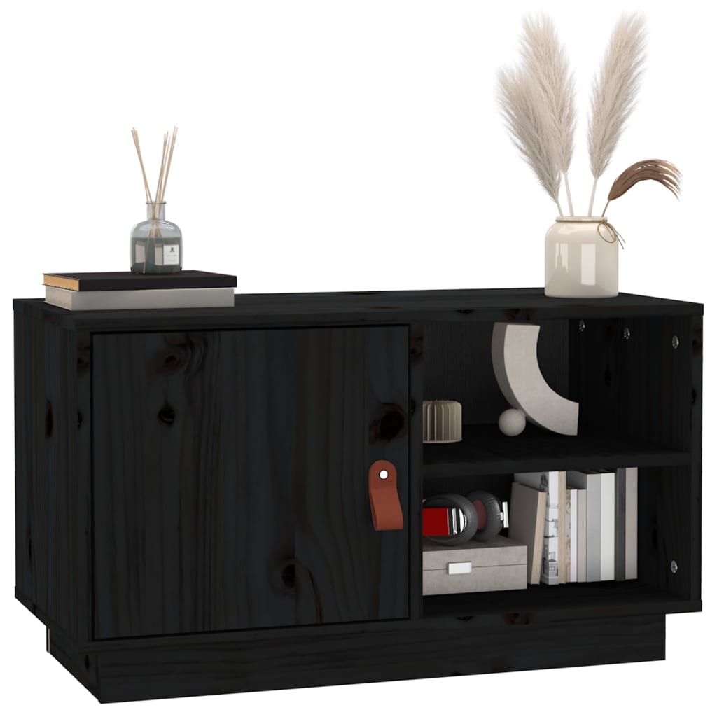 Meuble TV Noir 70x34x40 cm Bois de pin massif