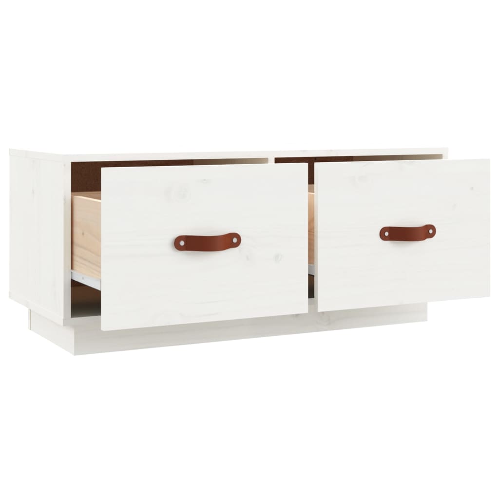 Meuble TV Blanc 80x34x35 cm Bois de pin massif