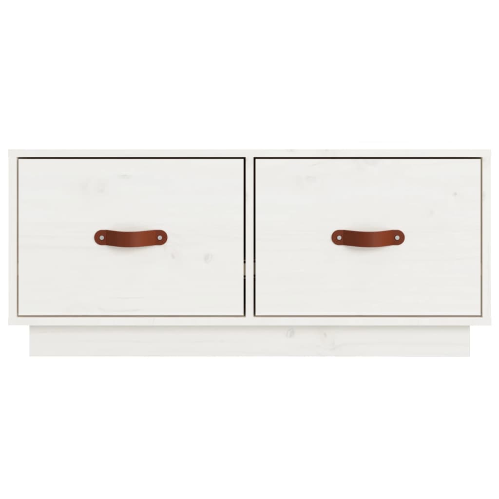 Meuble TV Blanc 80x34x35 cm Bois de pin massif