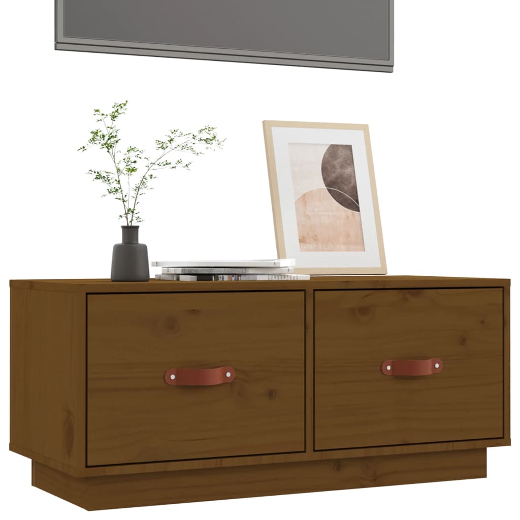 Meuble TV Marron miel 80x34x35 cm Bois de pin massif