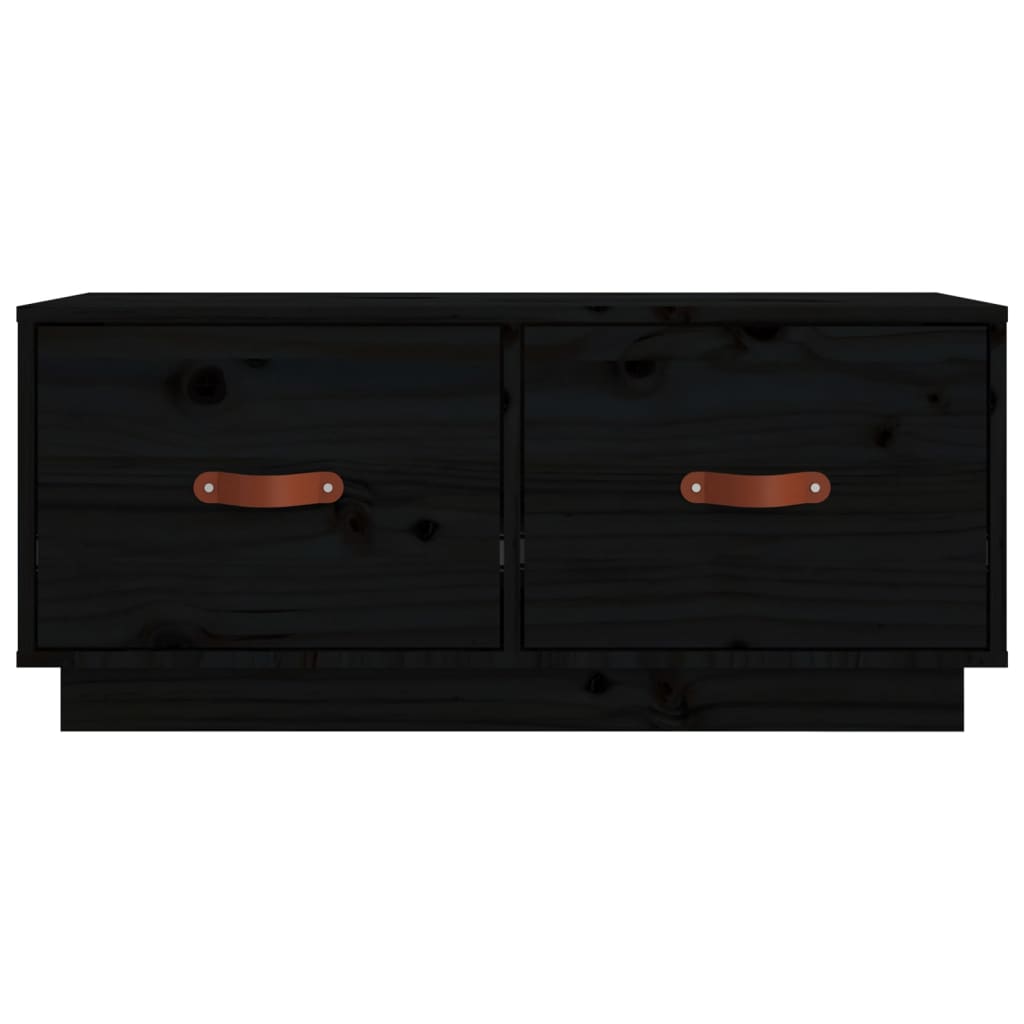 Meuble TV Noir 80x34x35 cm Bois de pin massif