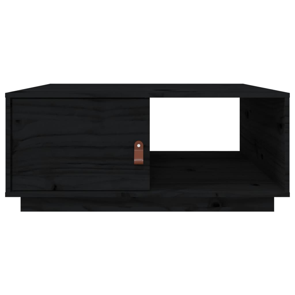 Table basse Noir 80x50x35,5 cm Bois massif de pin