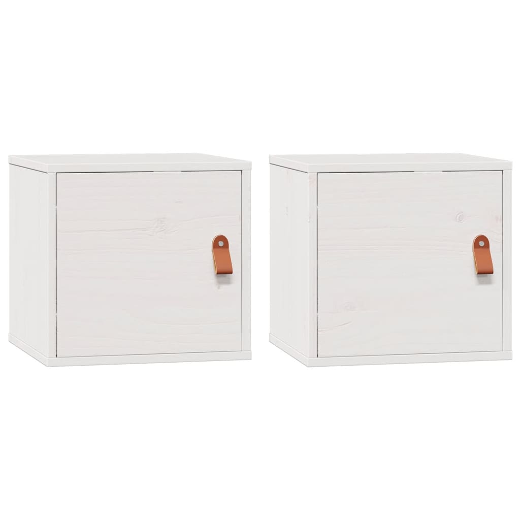 Armoires murales 2 pcs Blanc 31,5x30x30 cm Bois de pin massif