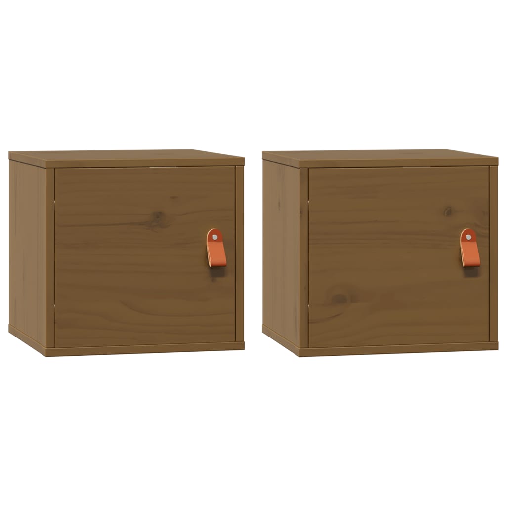 Armoires murales 2pcs Marron miel 31,5x30x30 cm Bois pin massif