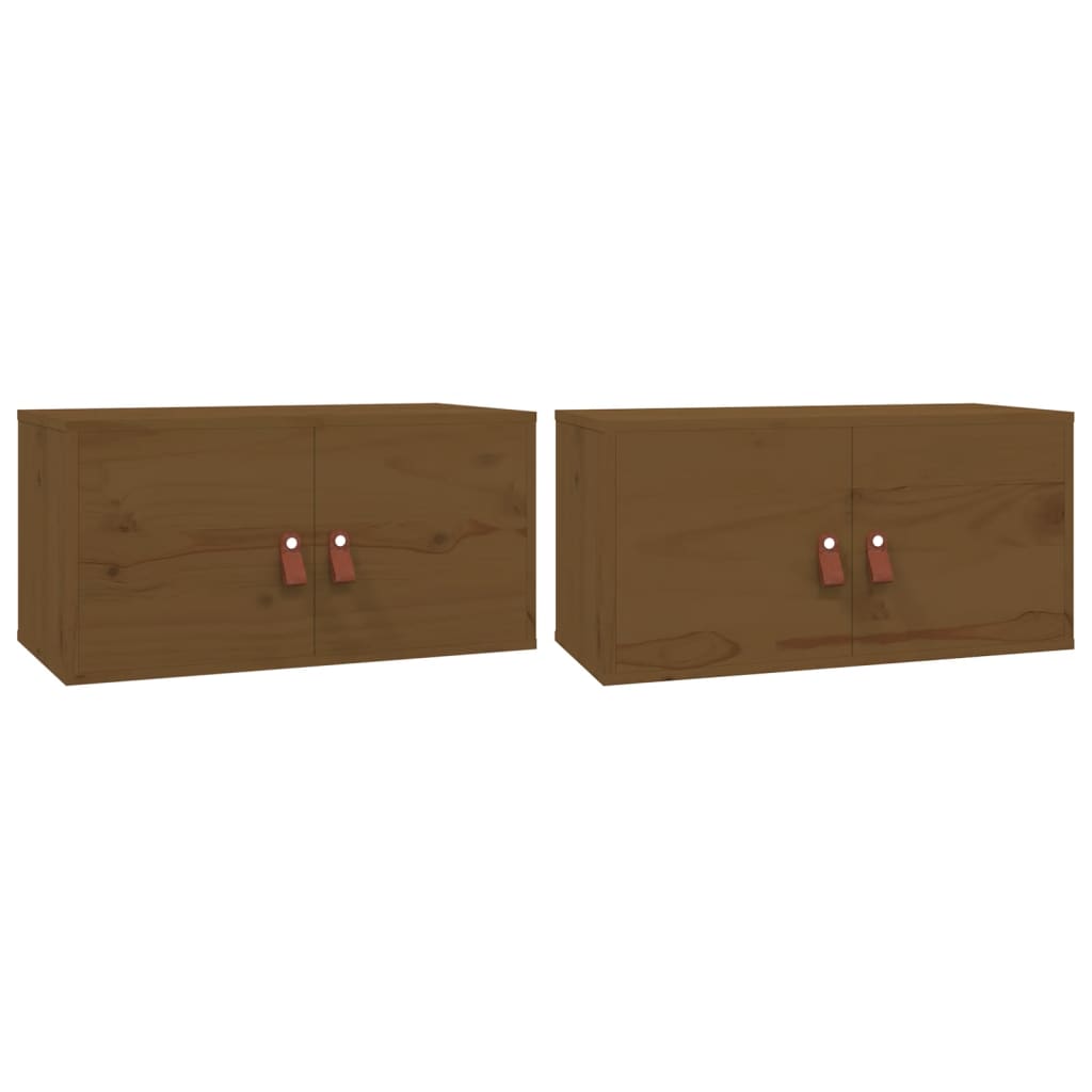 Armoires murales 2pcs Marron miel 60x30x30cm Bois de pin massif