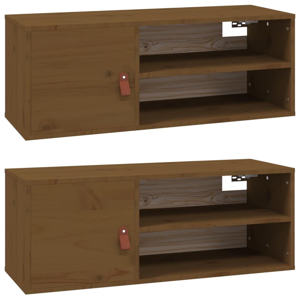 Armoires murales 2 pcs Marron miel 80x30x30 cm Bois Pin massif