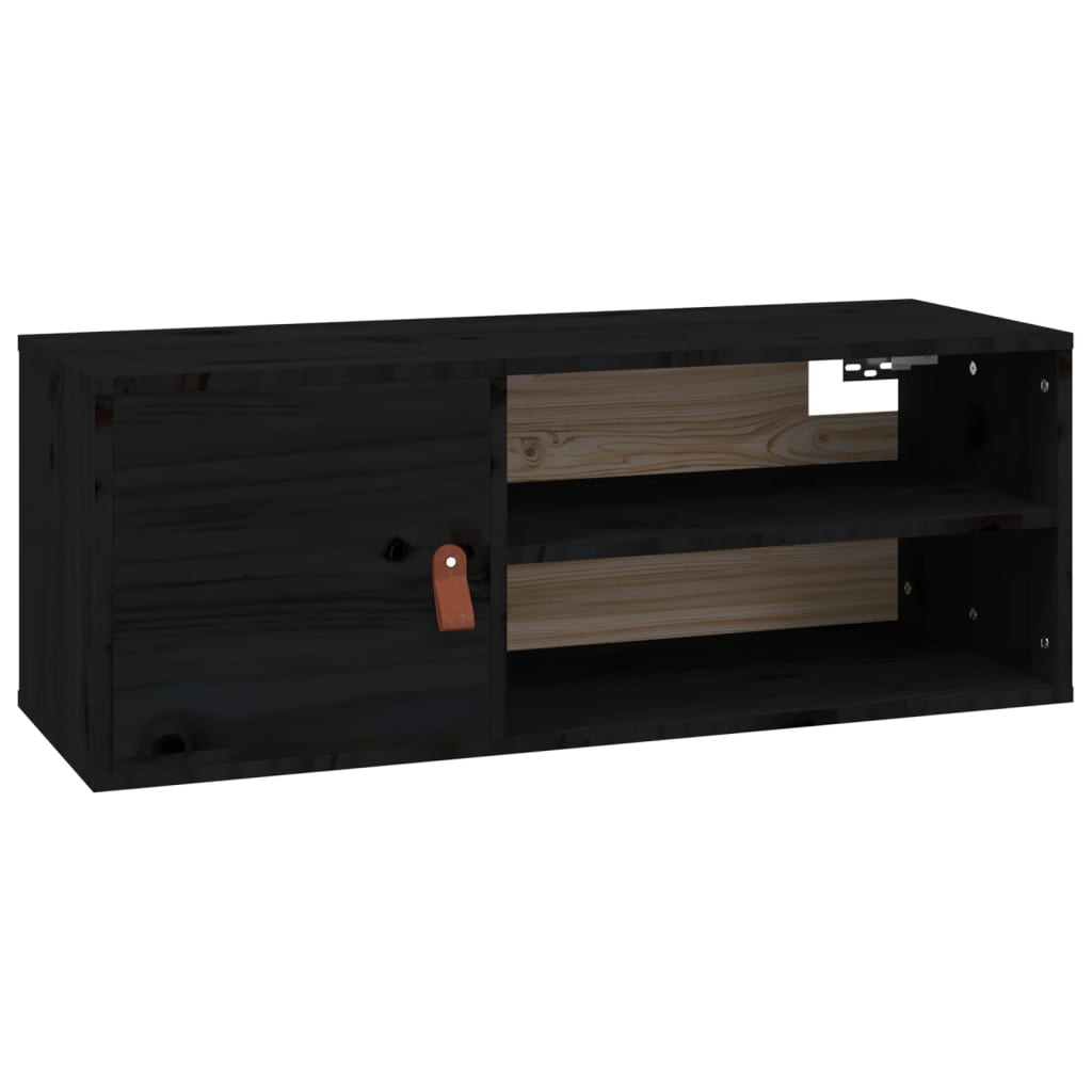 Armoire murale Noir 80x30x30 cm Bois de pin massif