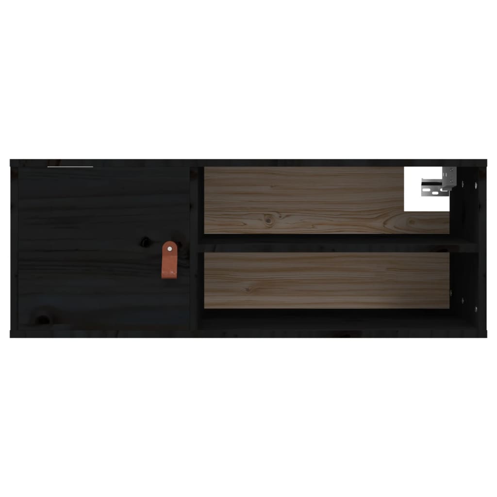 Armoire murale Noir 80x30x30 cm Bois de pin massif