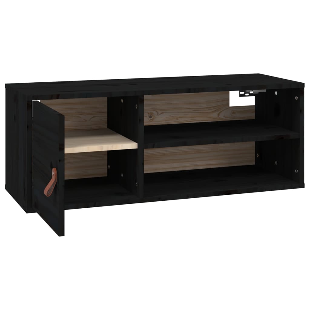 Armoire murale Noir 80x30x30 cm Bois de pin massif