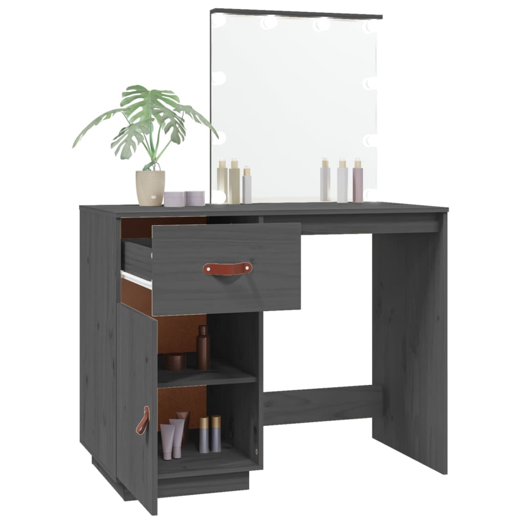 Dressing table with LED Grey 95x50x133.5 cm Solid pine wood