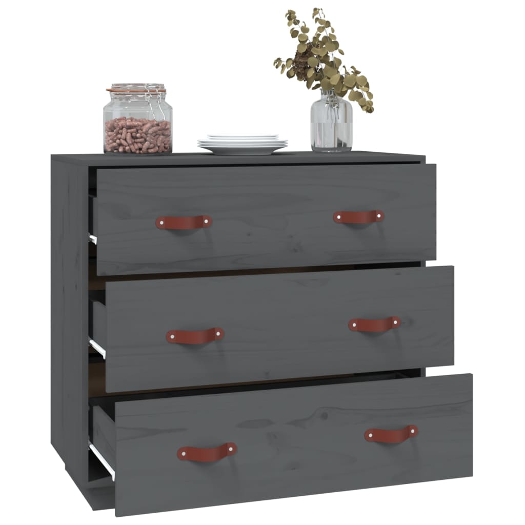 Buffet Gris 80x40x75 cm Bois massif de pin