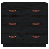 Buffet Noir 80x40x75 cm Bois massif de pin