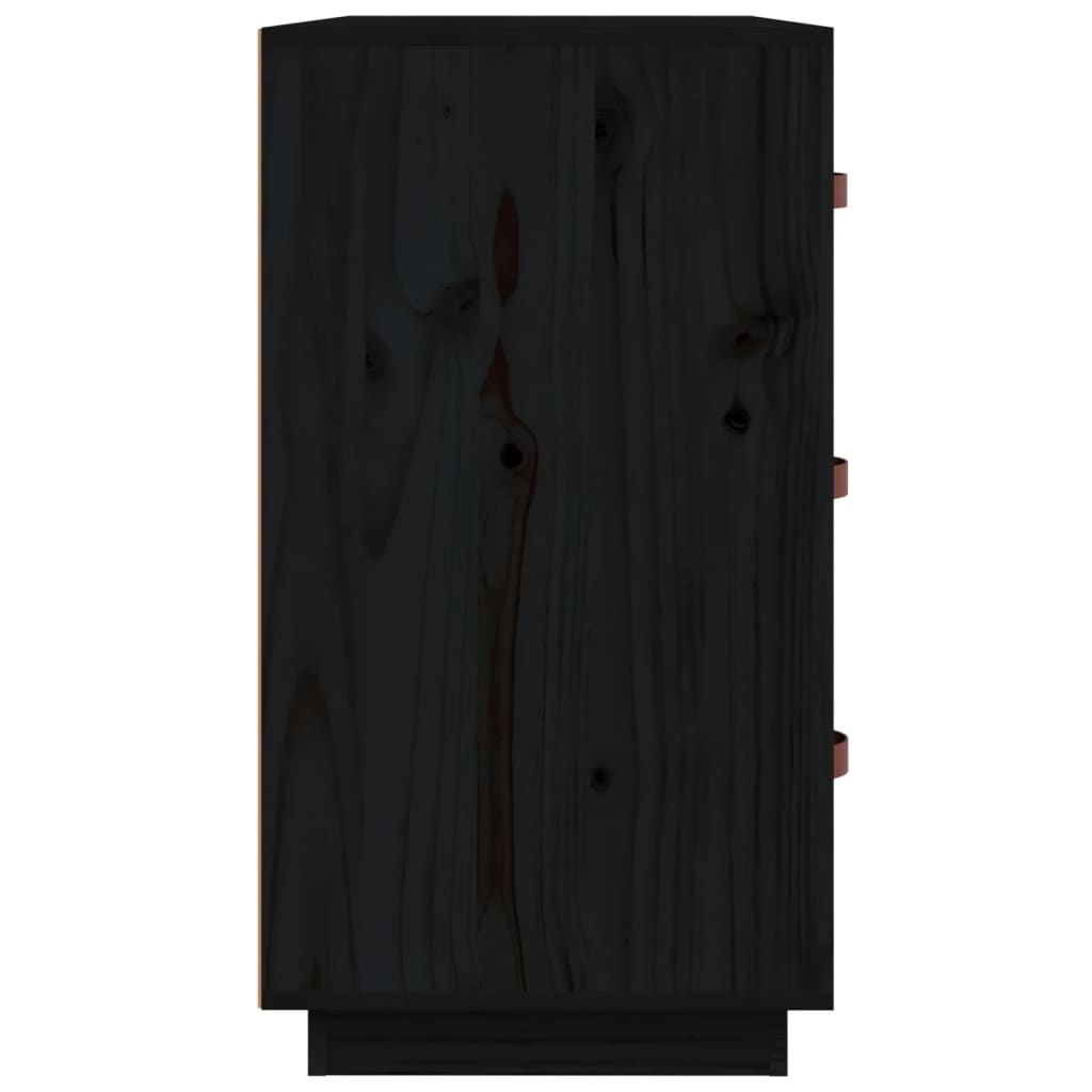 Buffet Noir 80x40x75 cm Bois massif de pin