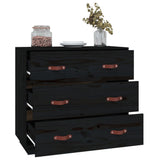 Buffet Noir 80x40x75 cm Bois massif de pin