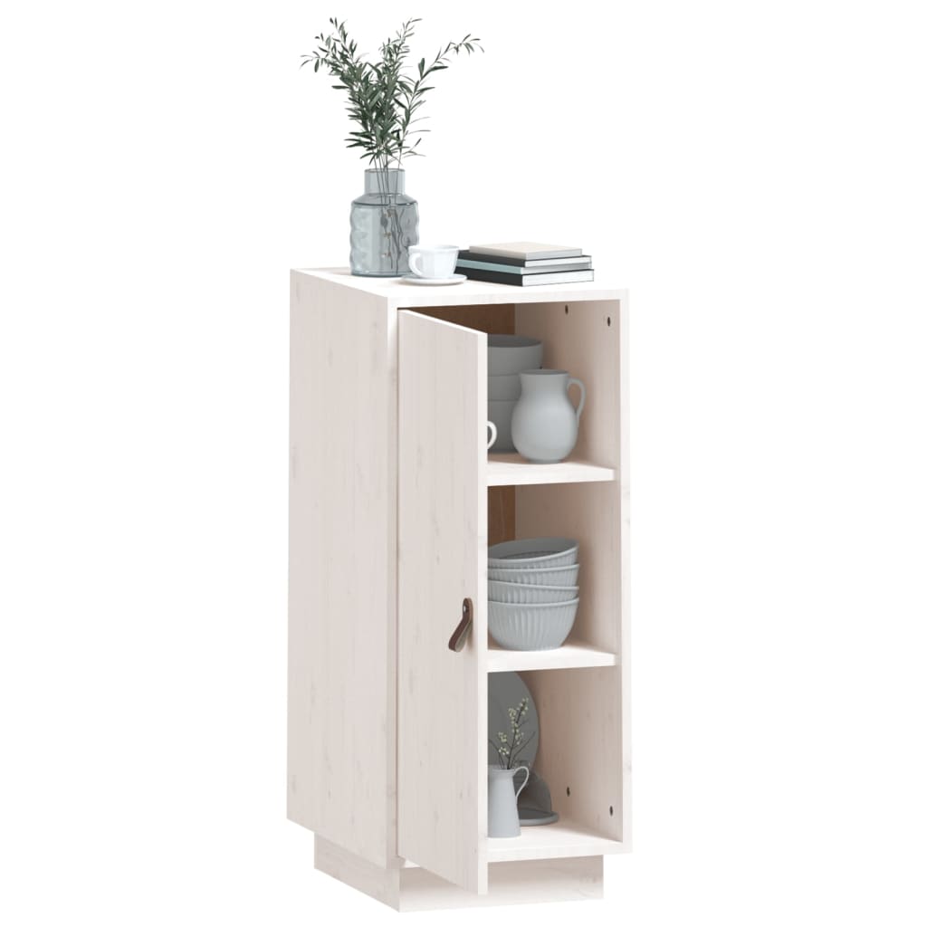 Buffet Blanc 34x40x75 cm Bois massif de pin