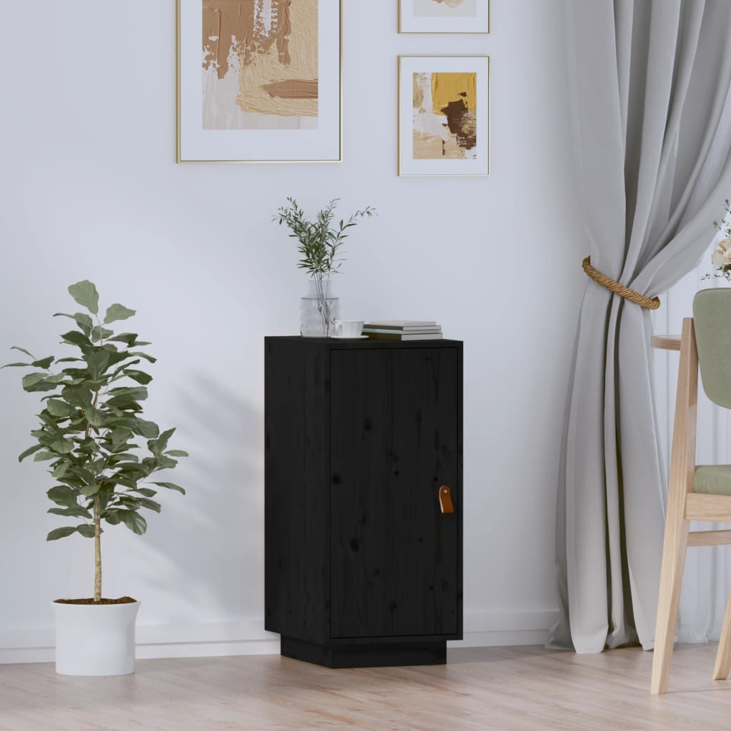 Buffet Noir 34x40x75 cm Bois massif de pin