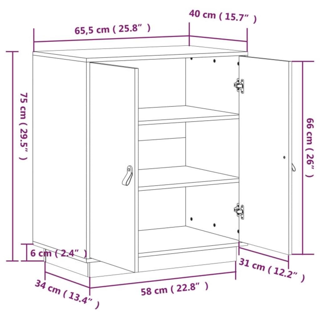 Buffet Marron miel 65,5x40x75 cm Bois massif de pin