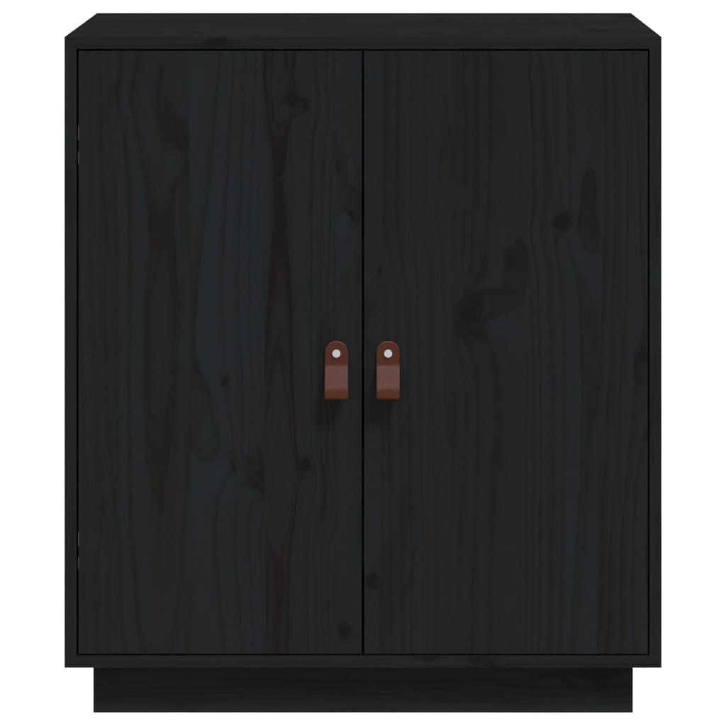 Buffet Noir 65,5x40x75 cm Bois massif de pin