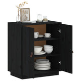 Buffet Noir 65,5x40x75 cm Bois massif de pin