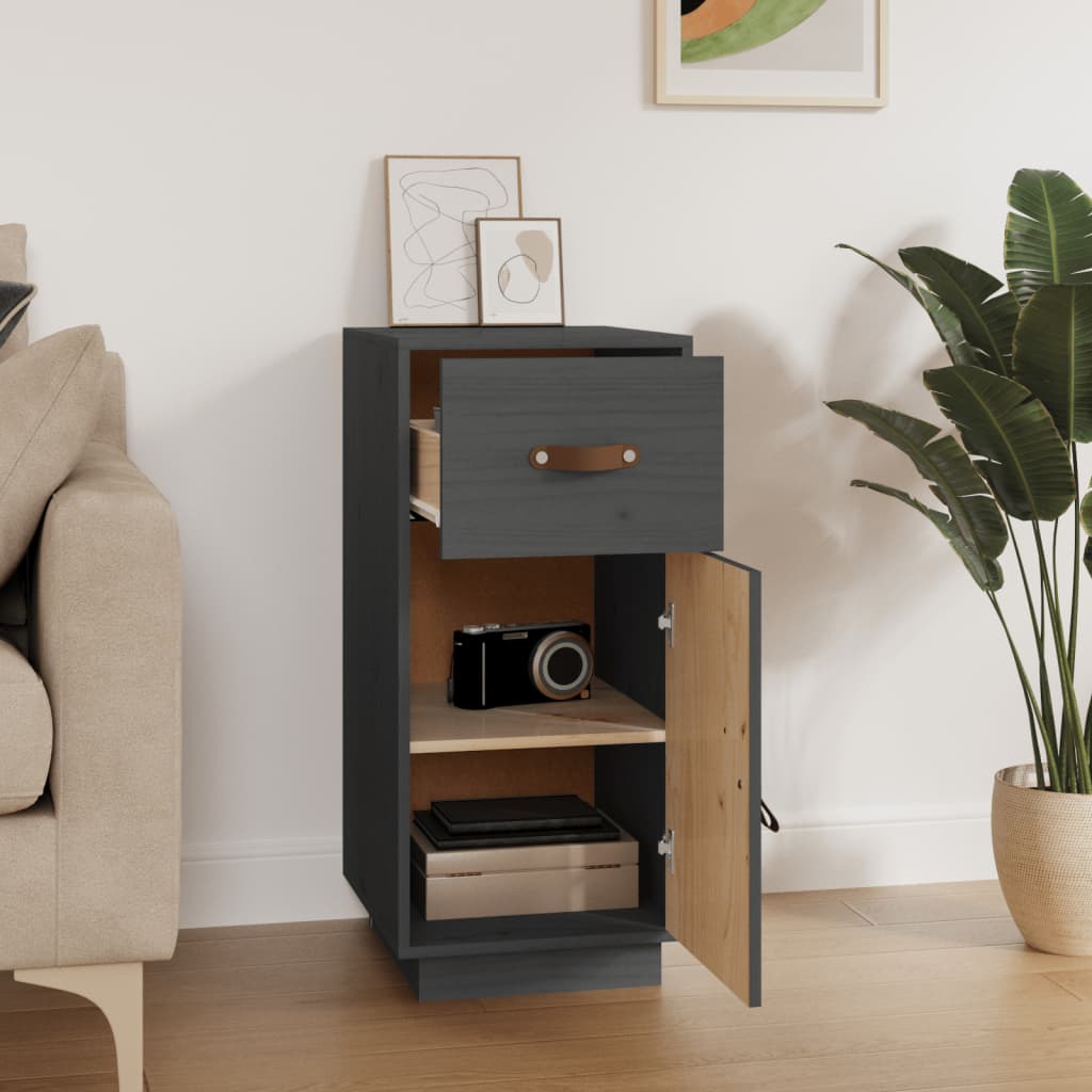 Grey Sideboard 34x40x75 cm Solid Pine Wood