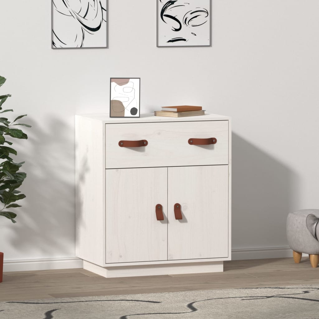 Weißes Sideboard 65,5x40x75 cm Massives Kiefernholz