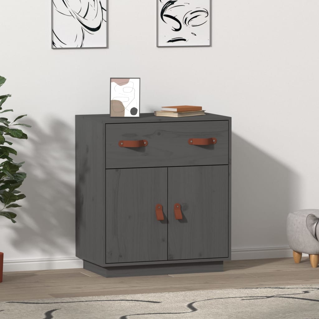 Grey Sideboard 65.5x40x75 cm Solid pine wood