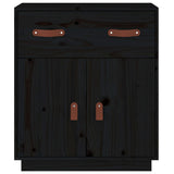 Buffet Noir 65,5x40x75 cm Bois massif de pin