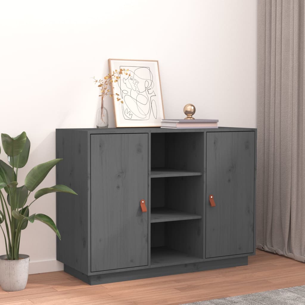 Grey Sideboard 100x40x75 cm Solid Pine Wood