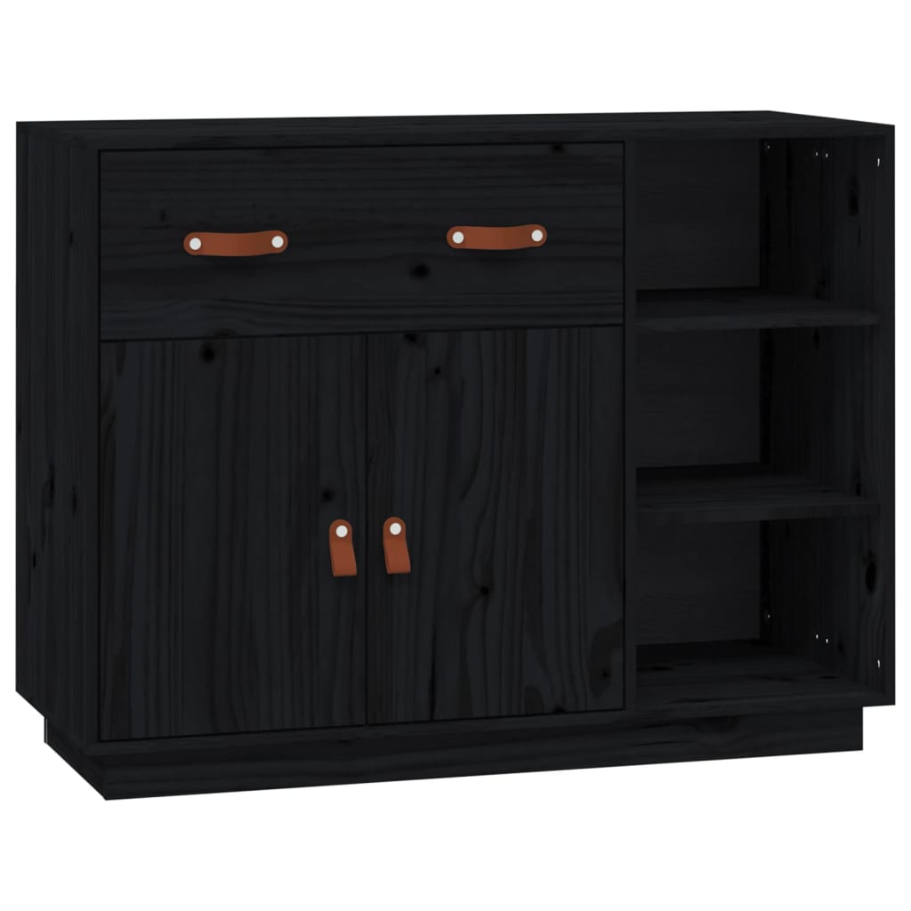 Buffet Noir 98,5x40x75 cm Bois massif de pin