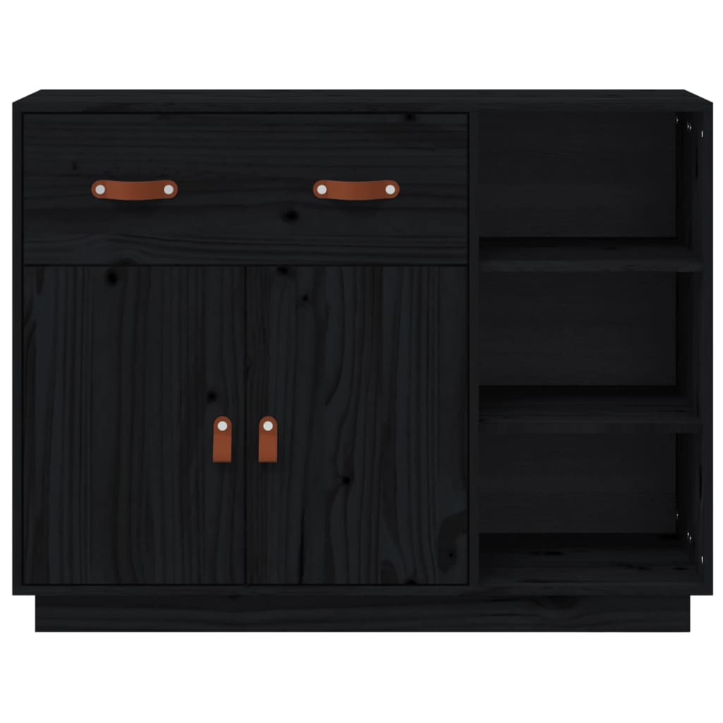 Buffet Noir 98,5x40x75 cm Bois massif de pin