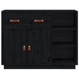 Buffet Noir 98,5x40x75 cm Bois massif de pin