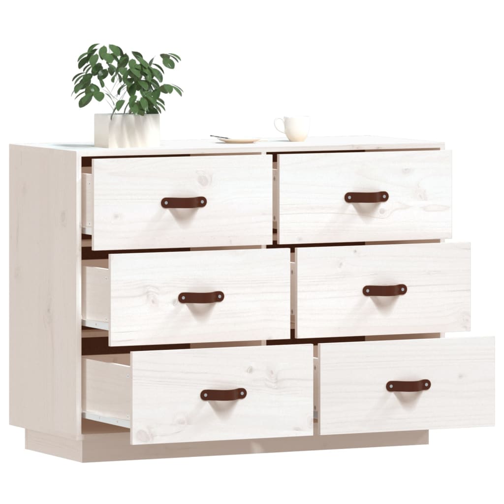 Buffet Blanc 100x40x75 cm Bois massif de pin