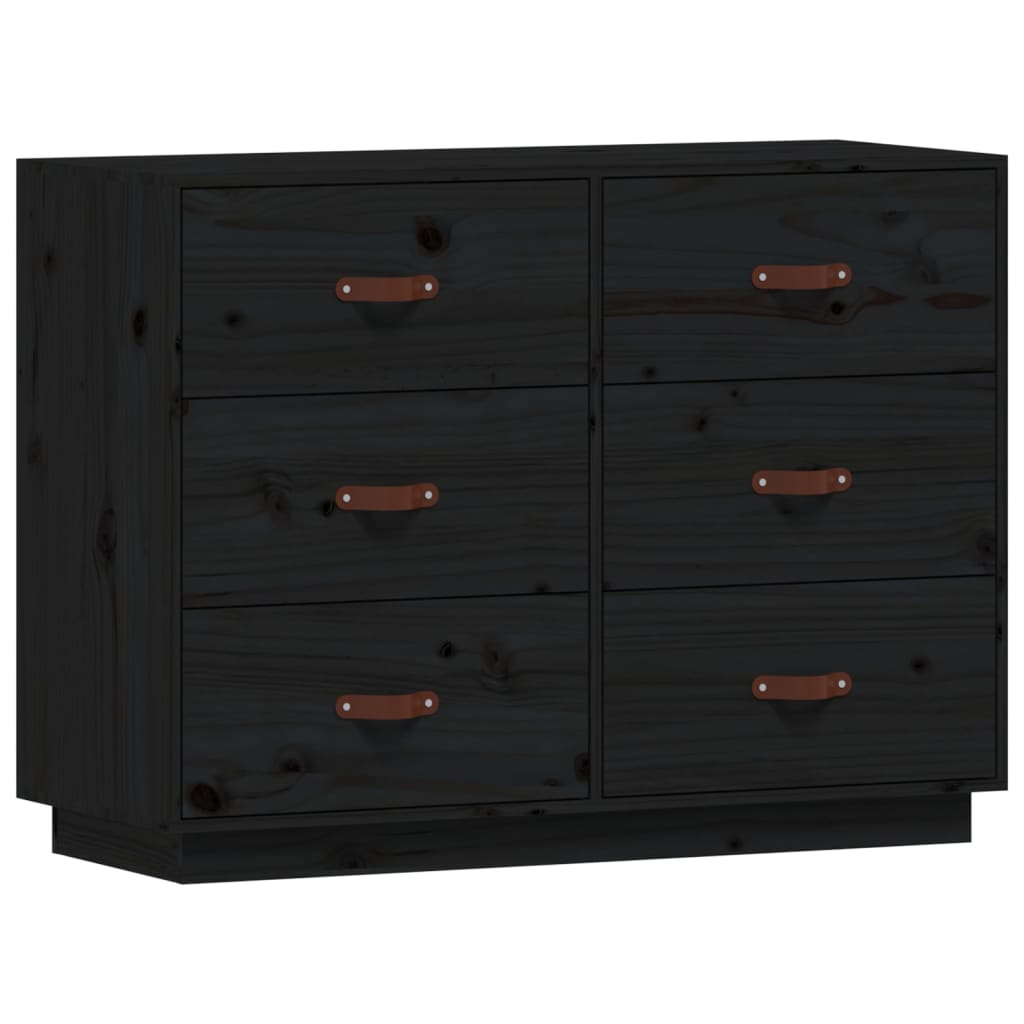 Buffet Noir 100x40x75 cm Bois massif de pin