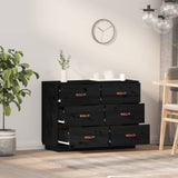 Buffet Noir 100x40x75 cm Bois massif de pin