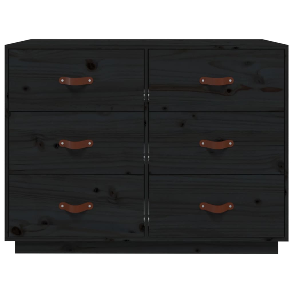 Schwarzes Sideboard 100x40x75 cm Massives Kiefernholz